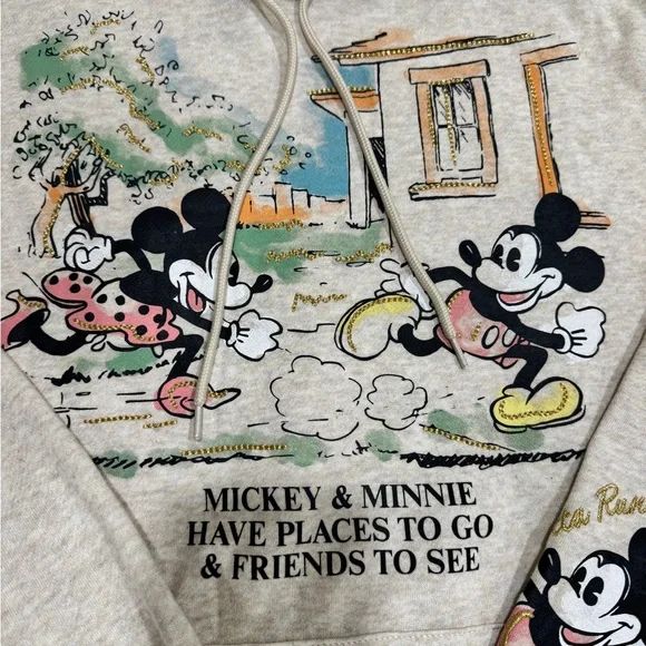 Disney Mickey & Minnie "Places to Go, Friends to See" Hoodie - Heather Beige - Picture 8 of 12